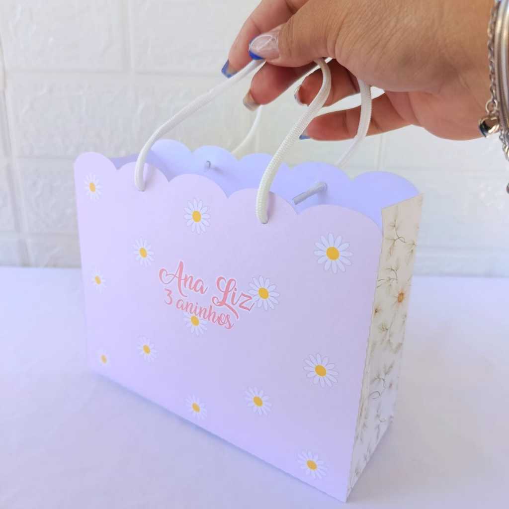 Sacolinhas para Lembrancinha Personalizada Margarida-Aniversário-Sacola Personalizada- DESMONTADA