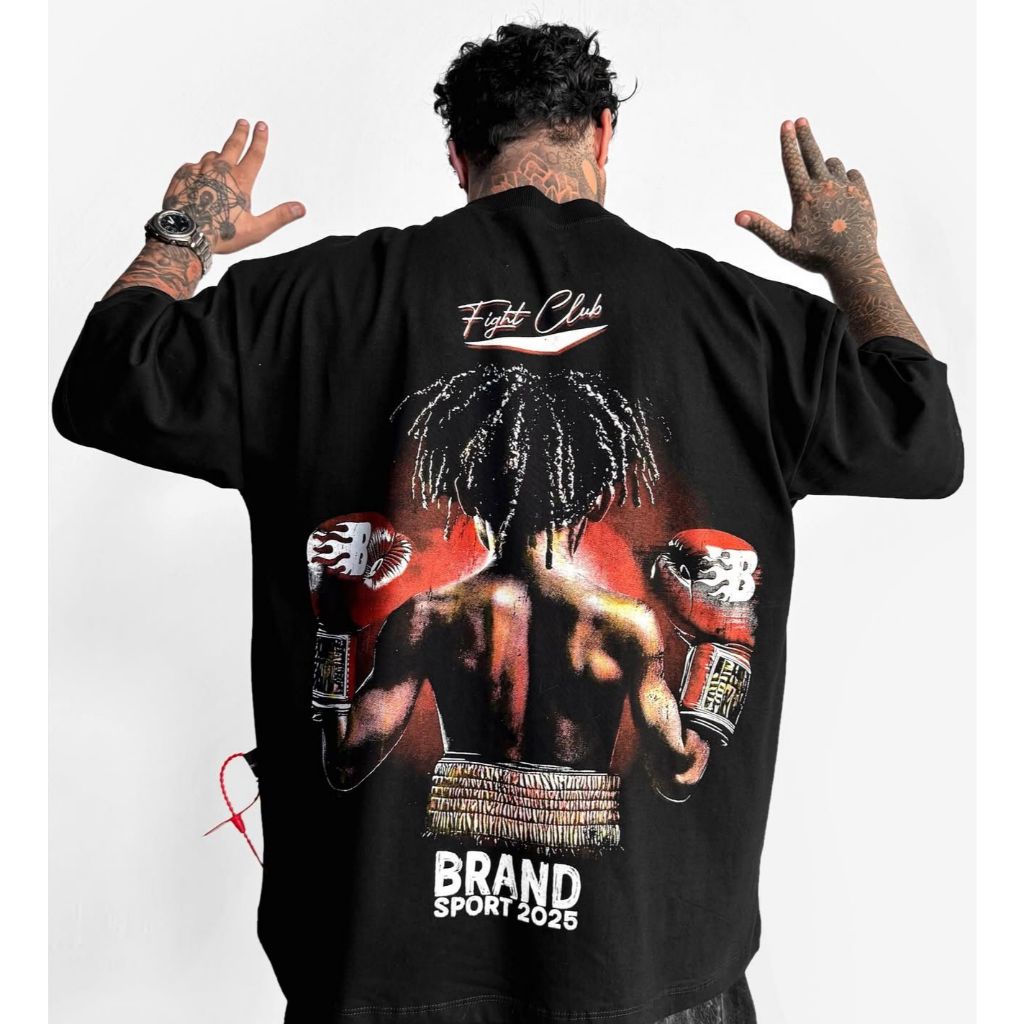 Camiseta oversized fight club boxe aftersoul unissex plus size streetwear algodão