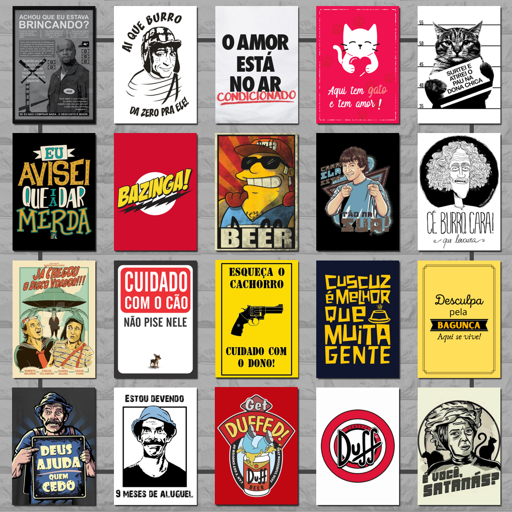 Kit 20 Placas Quadros Decorativos Engraçadas Frases Icônicas Decoração em Oferta na Shopee