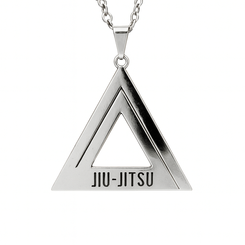 Colar Masculino Jiu-Jitsu Aço Inox 60cm Corrente Pingente Triângulo Artes Marciais Presente BJJ LUTA