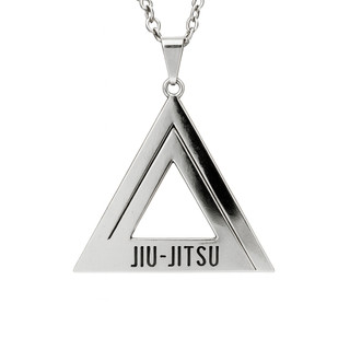 Colar Masculino Jiu-Jitsu Aço Inox 60cm Corrente Pingente Triângulo Artes Marciais Presente BJJ LUTA