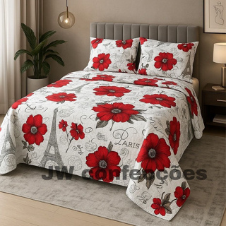 kit COLCHA Cobre Leito CASAL QUEEN  3 Peças  Algodão Piquet Milão em Oferta na Shopee