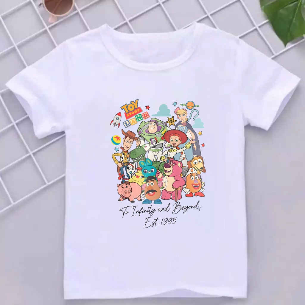 Camiseta Infantil Toy Story Land - [Exclusivo] Blusa criança estampa disney filho camisa personagens