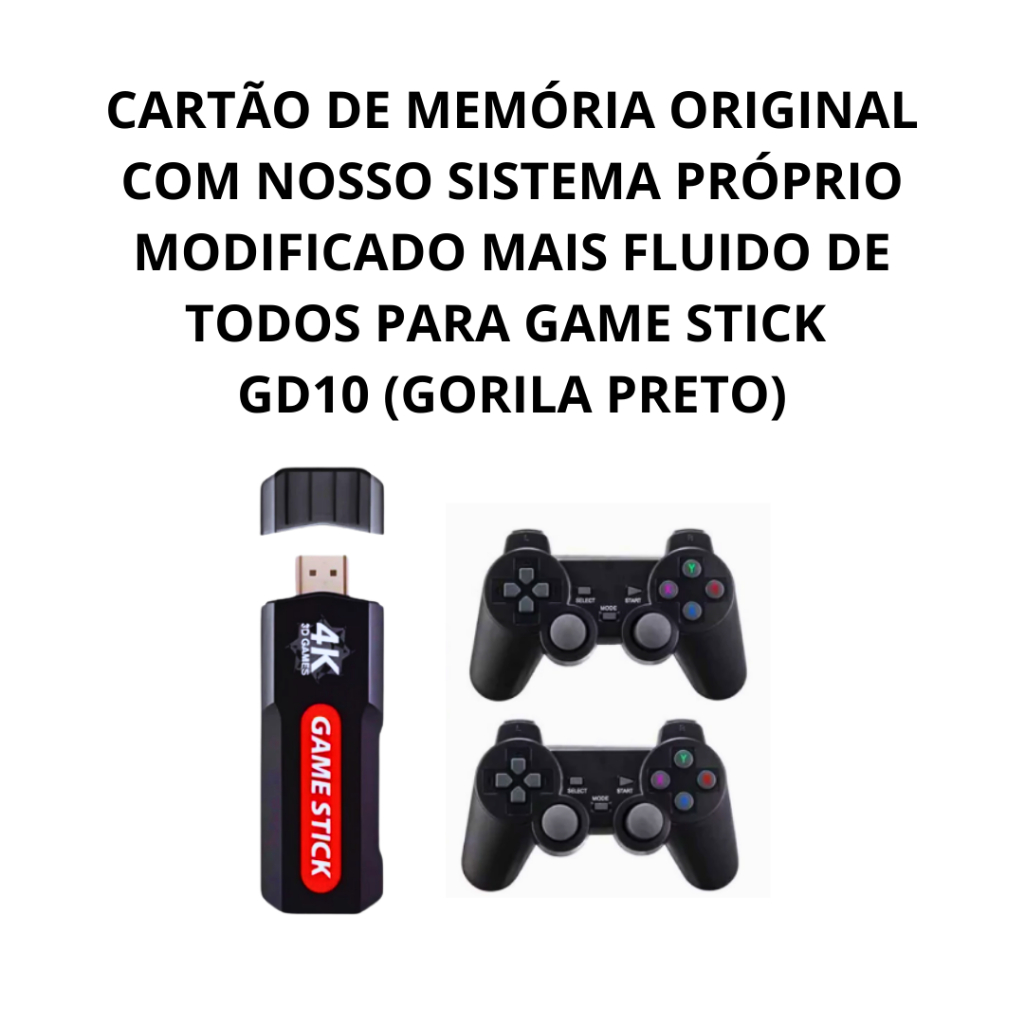 Cartão de Memoria com Imagem Sistema Game Stick GD10 64gb (gorila preto) + jogos