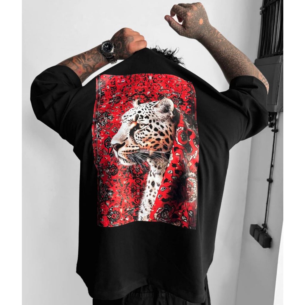 Camiseta Oversized Persian Gulf Leopard Aftersoul unissex estiloso