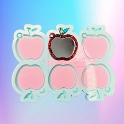 Molde de Silicone Maça Mini espelho 4cm - 6 Cavidades artesanato resina epóxi