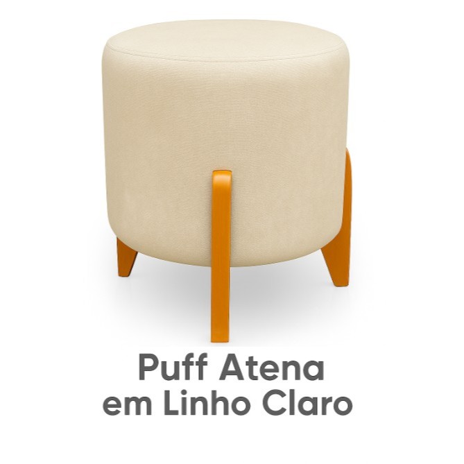 Puff Atena em Linho Claro 🪑✨ Charme e Conforto para sua Sala