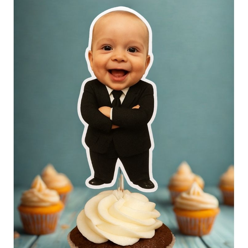 KIT 28 Toppers Personalizados Poderoso Chefinho – Com Foto da Criança | Decoração Festa Infantil