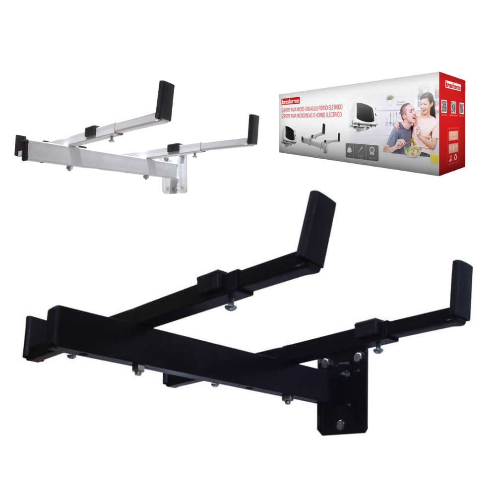 Suporte para Forno Microondas Micro-Ondas e Elétrico de Parede Brasforma Preto / Branco