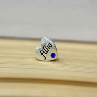 Berloque separador “filho” com pedra azul, banhado a prata, com garantia em Oferta na Shopee