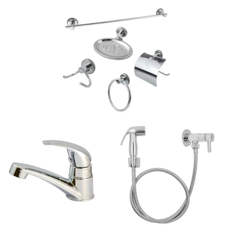Kit Stander 5 Peças Cromado + Ducha Higiênica Bidê + Torneira Mono Up Cromada – Completo para Banheiro Moderno