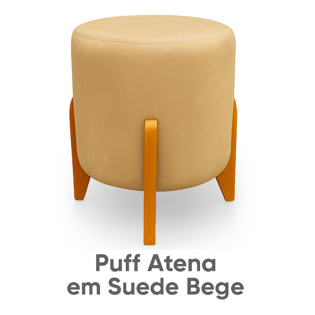 🪑 Puff Decorativo Atena em Suede Bege – Sofisticação e Versatilidade 🏡