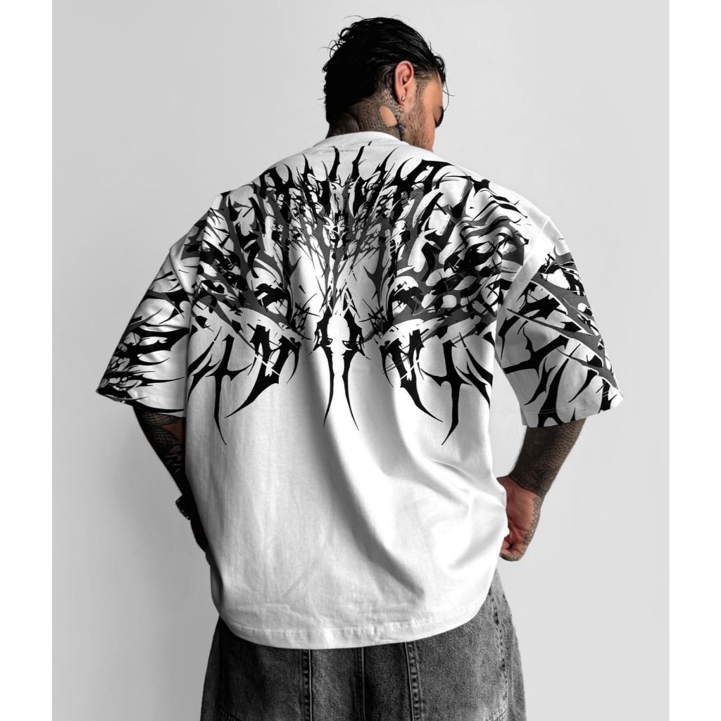Camiseta oversized tribal flames Aftersoul streetwear unissex algodão plus size