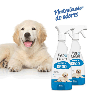 Kit Pet Clean Banho a Seco 500ml e Escova para Pelos Dupla em Madeira Cachorro Gato — imagem 2 de 2