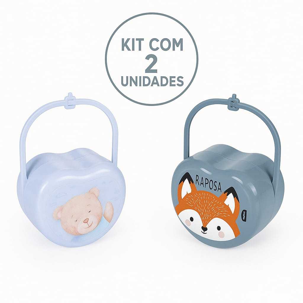 Kit Com 2 Porta Chupeta Plasutil Alça Bebê Protetor de Chupeta Prático Higiênico