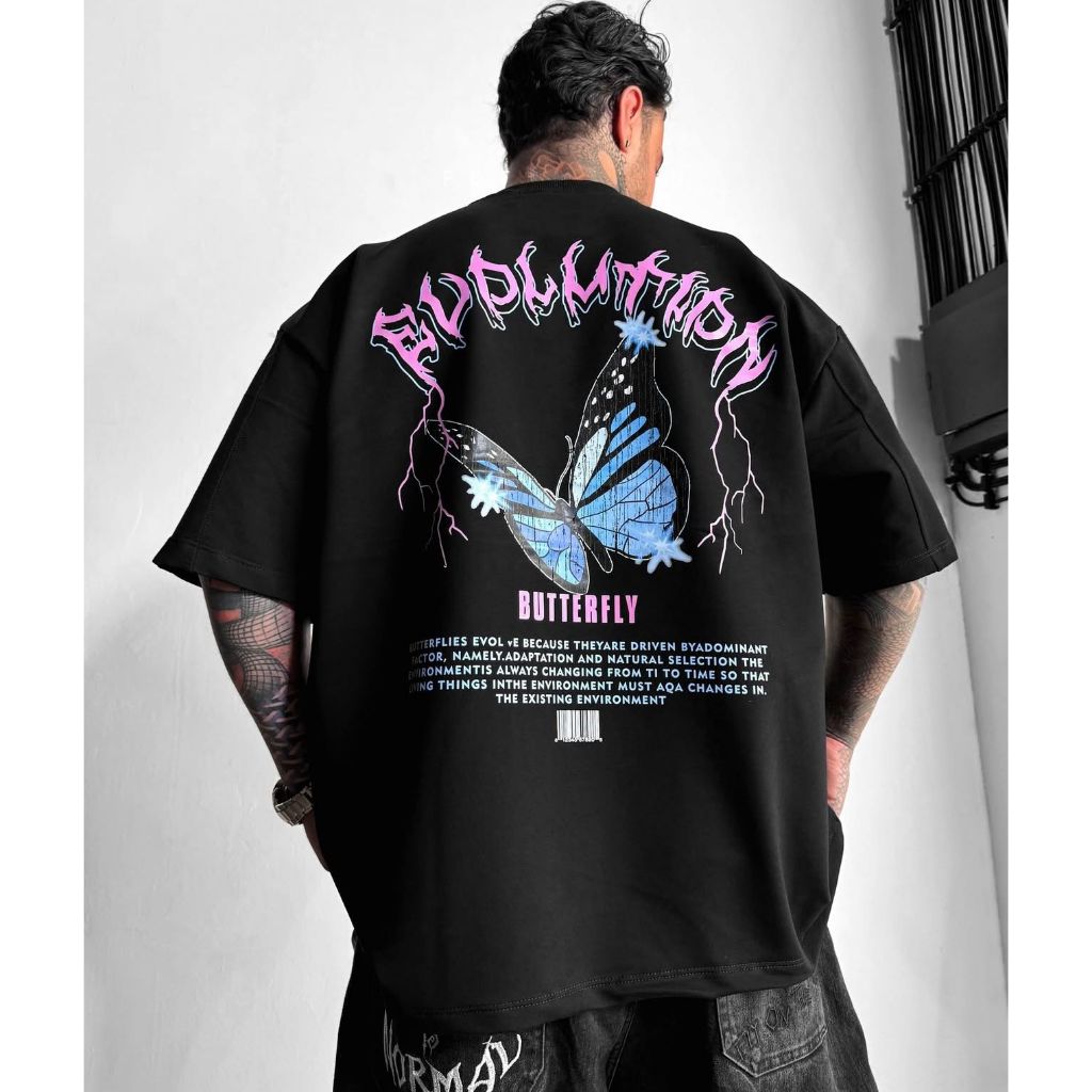 Camiseta oversized Butterfly Evolution Aftersoul streetwear unissex algodão plus size