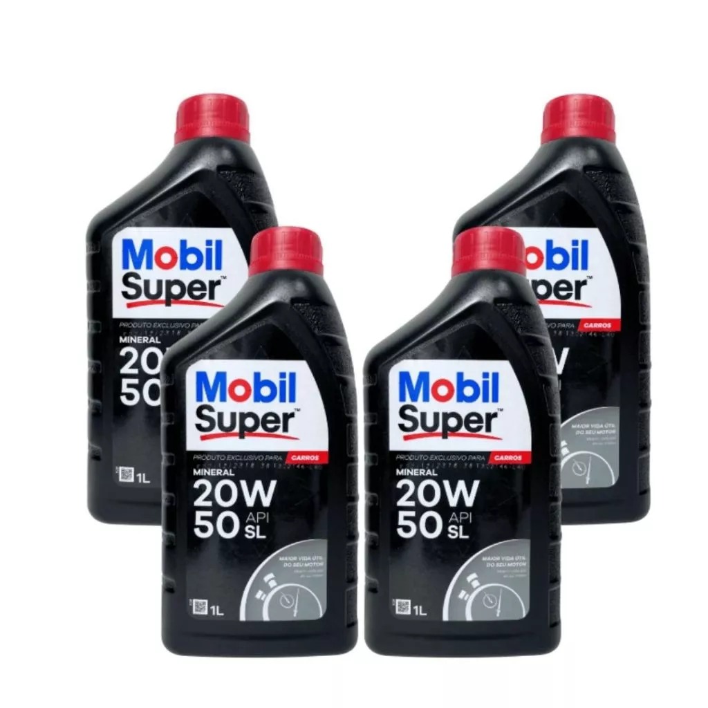 Kit 4 Unidades Mobil Super 20W50 1L API SL - Óleo Lubrificante Mineral em Oferta na Shopee