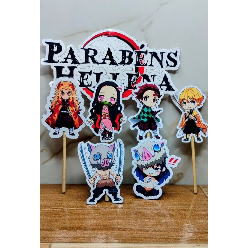 Topo de bolo personalizado Démon Slayer(kimetsu no yaiba) em Oferta na Shopee