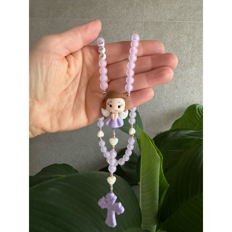 Terço Anjinha Sonho Lilás | ENVIAR NOME NA HORA DA COMPRA | Terço Infantil Personalizado | Rosário para criança batizado