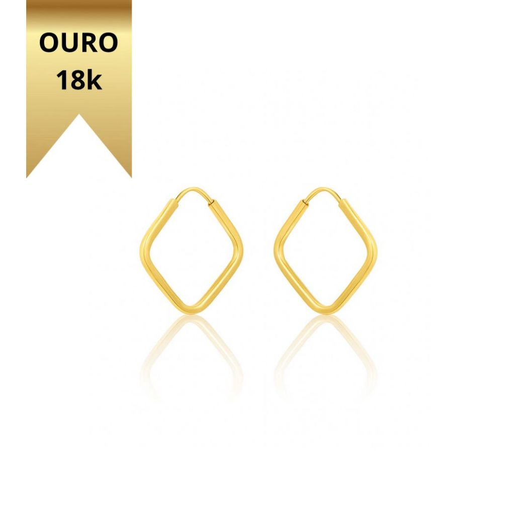 Brinco Infantil Argola Quadrada Ouro 18k750 Segundo Furo