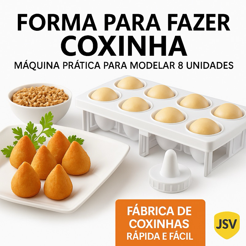 Forma para Fazer Coxinha Máquina Prática para Modelar 8 Unidades Fábrica de Coxinhas Rápida e Fácil