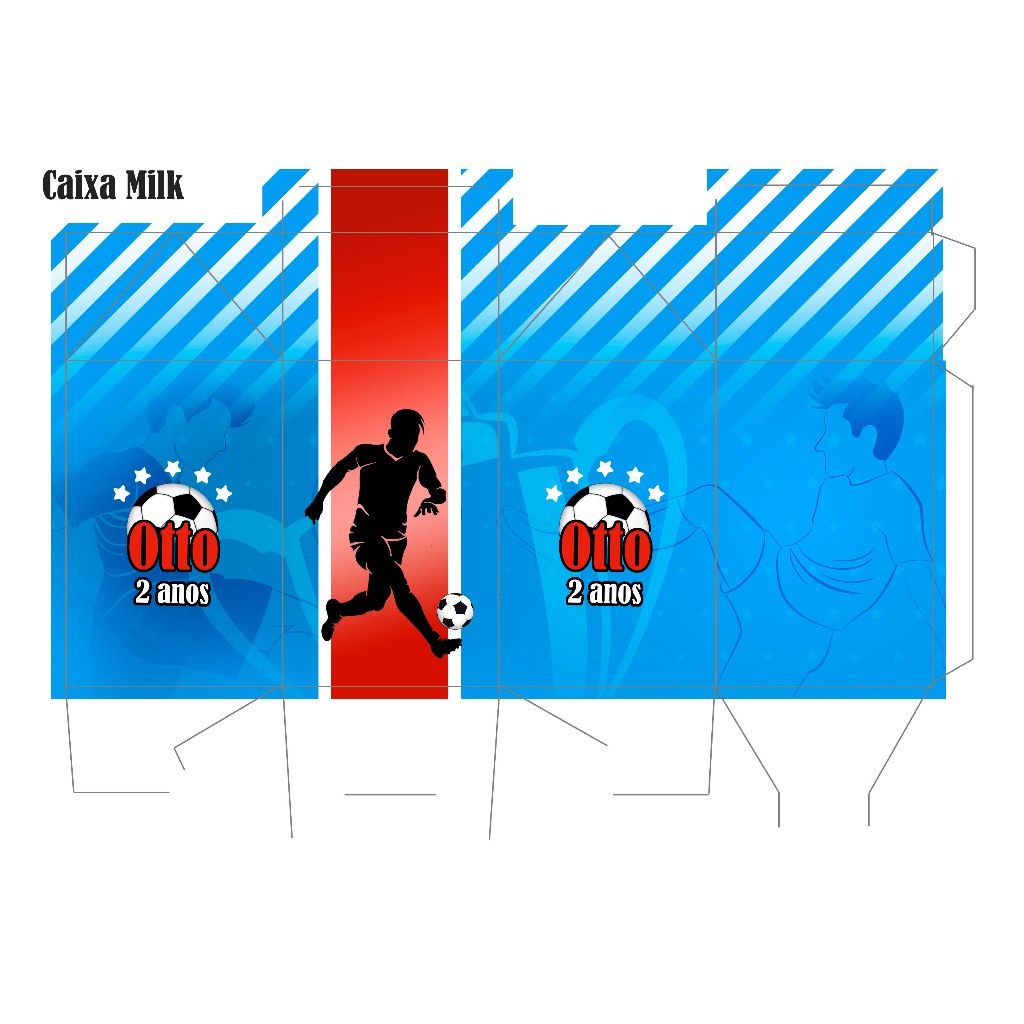 Kit Pegue Monte Personalizado Futebol Azul Vermelho Branco 20 a 60 Caixinha Lembrancinha Aniversário