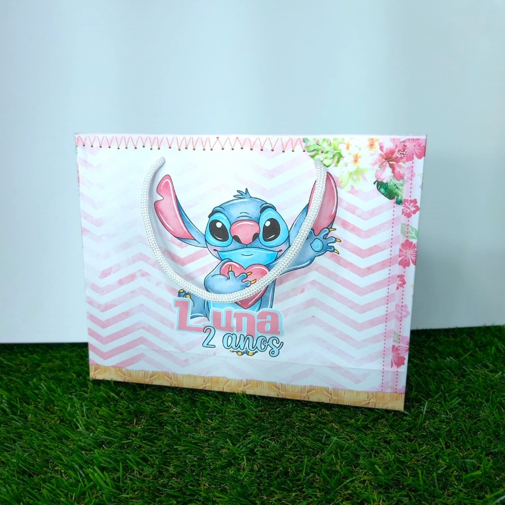 Sacolinha personalizada P Stitch | Stitch e Angel | Lembrancinha | Lilo Stitch | PEGUE E MONTE