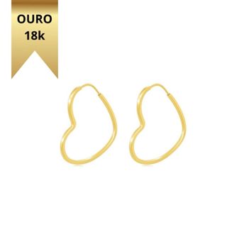 Brinco Ouro 18k Argola Coração 0.40 gramas em Oferta na Shopee
