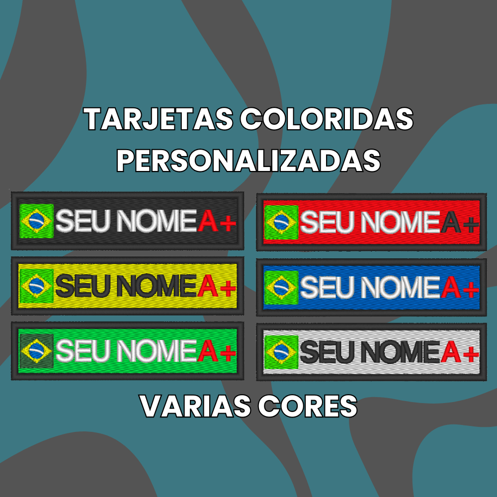 Patch Sutache Tarjeta Nome Tipo Sanguíneo Bordado Cores Personalizadas c Bandeira