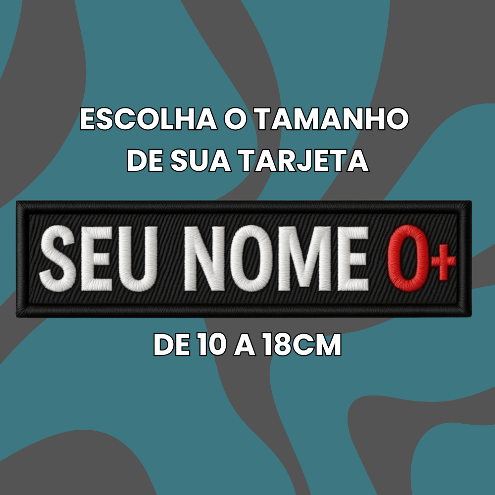 Patch Tarjeta Bordada 10 a 18cm Termocolante Velcro Tarja Identificação Sutache