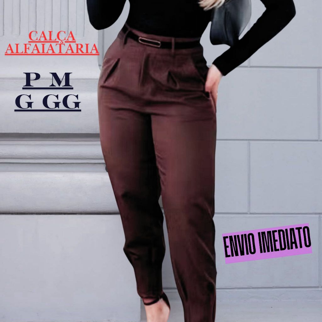 Calça alfaiataria modelo cenoura, ideal para quem busca elegância e conforto em um só look em Oferta na Shopee