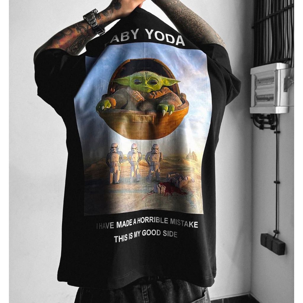 Camiseta Oversized Baby Yoda Mandalorian Aftersoul Unissex Plus Size P ao G5 100% Algodão