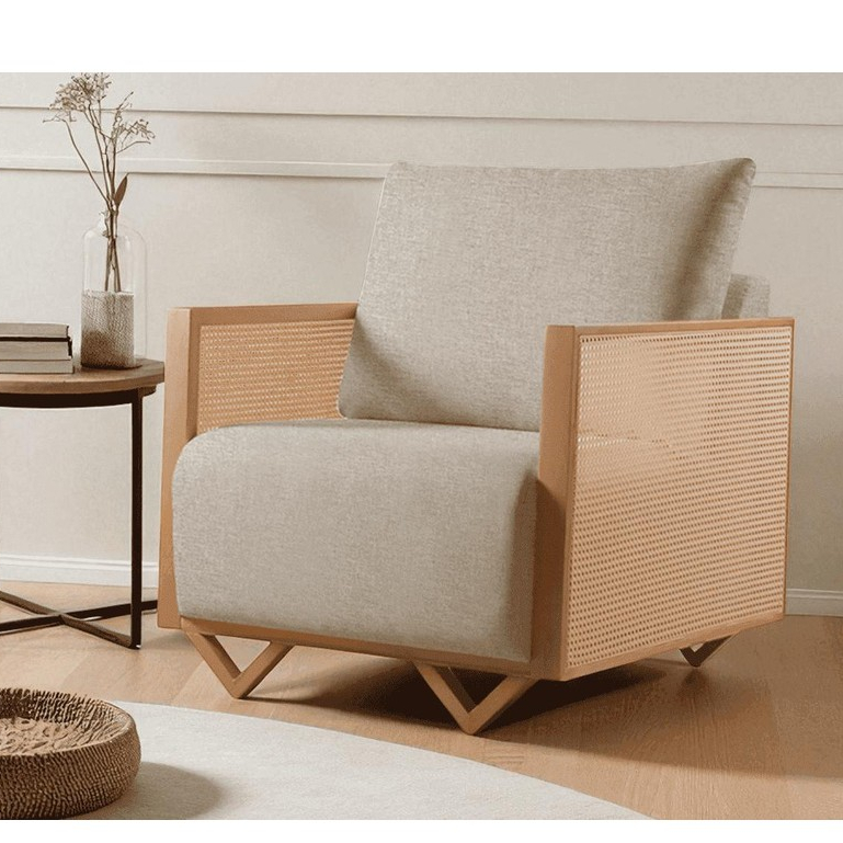 Poltrona Arthur Madeira Maciça Palha Rattan Castellar Móbile em Oferta na Shopee