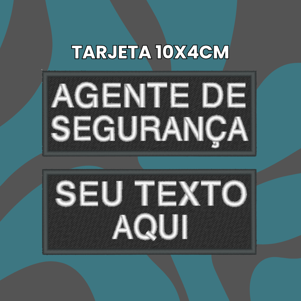 Patch Tarja Tarjeta Sutache Bordado 10x4cm Seu Texto Agente de Segurança Tag Sutache Personalizado