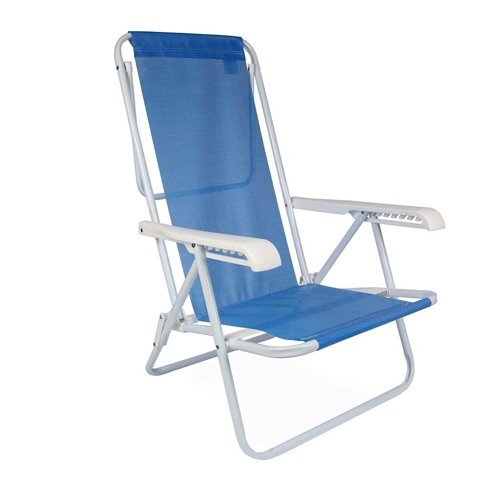 Cadeira De Praia Mor 100% Alumínio Super Resistente Piscina Reclinável 8 Posições Sannet - Mor