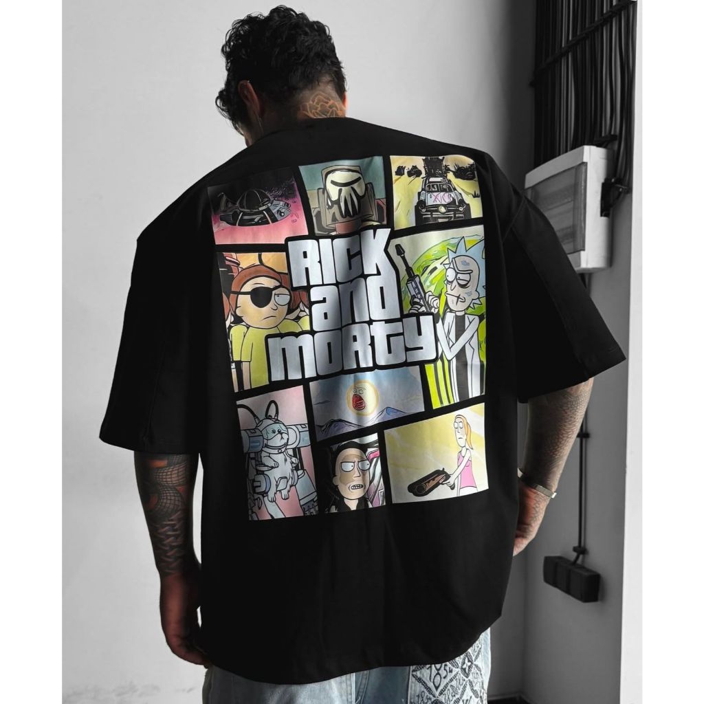 Camiseta oversized Rick and Morty Aftersoul unissex plus size streetwear algodão