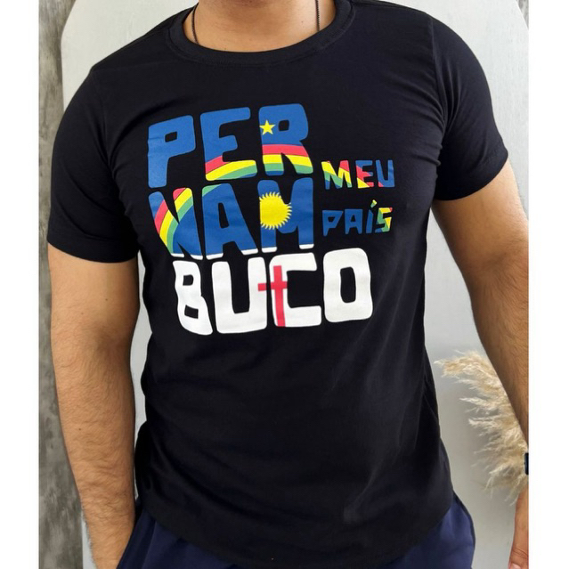 Camiseta masculina T-shirt algodão camisa Pernambuco meu pais em Oferta na Shopee