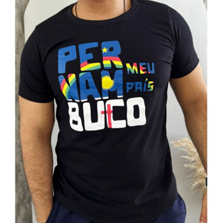 Camiseta masculina T-shirt algodão camisa Pernambuco meu pais em Oferta na Shopee