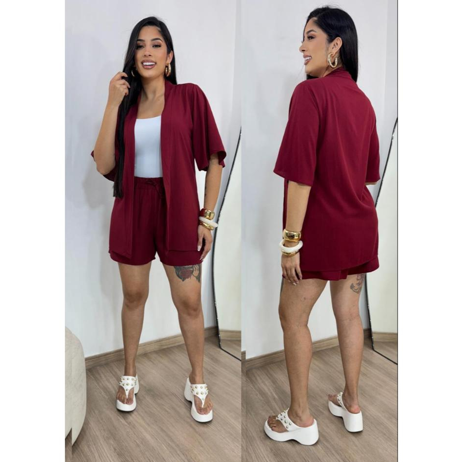 CONJUNTO KIMONO 2 PEÇAS SHORT E KIMONO EM VISCOLINHO TAMANHOS P,M,G e GG em Oferta na Shopee