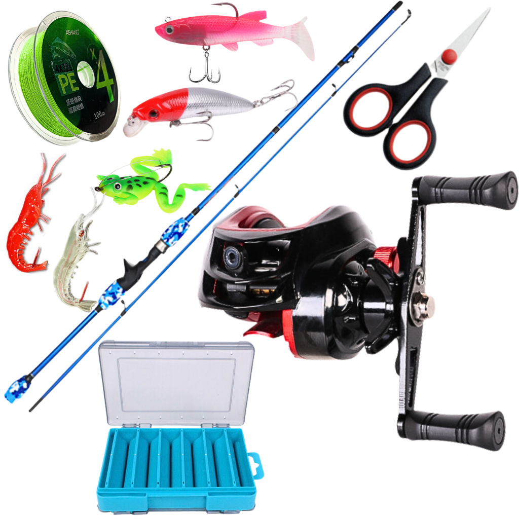 Carretilha de Pesca Anti Cabeleira Vara de Fibra de Carbono Isca Artificial Linha Multifilamento Kit