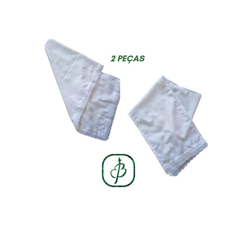 Umbanda Candomblé Conjunto Pano da Costa e Cabeça 2 Peças Oxford Branco