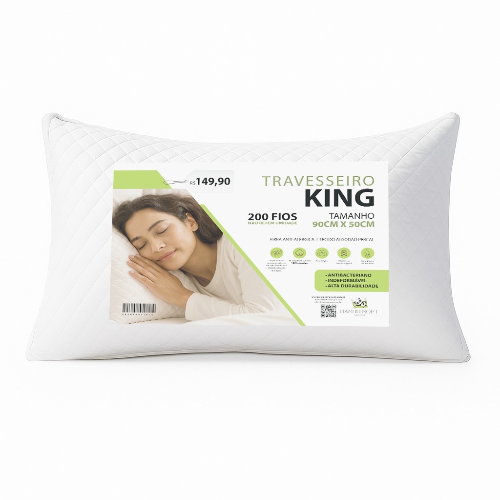 Travesseiro King Barato Firme 90x50 Macio Alto Cheio