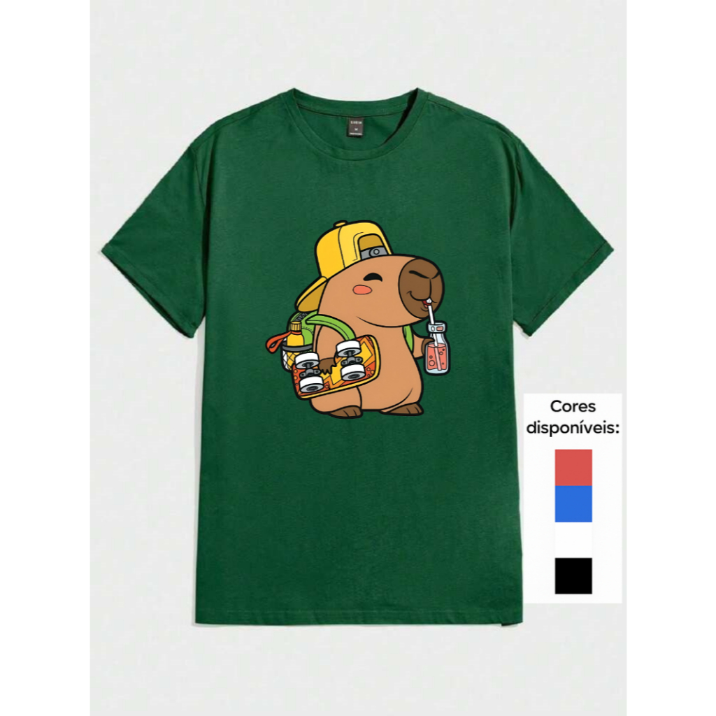 Camiseta Infantil Capivara Branca Estilosa Camiseta Masculina Infantil Camiseta Juvenil Menino Camisa Básica