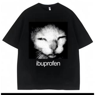 Camiseta Estampada Gato Ibuprofen 100% Algodão Unissex em Oferta na Shopee