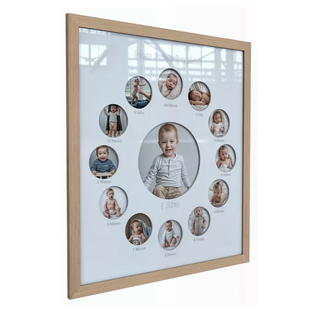 Porta Retrato Bebê 12 Meses  1 Ano  Quadro Meu Primeiro Ano Crescimento Mês a Mês Presente Criativo