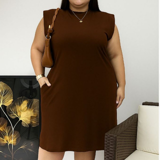 Vestido Casual Plus Size G1 Manga Muscle Com Bolso Vestido 100% Algodão Confortável Vestido Curto em Oferta na Shopee