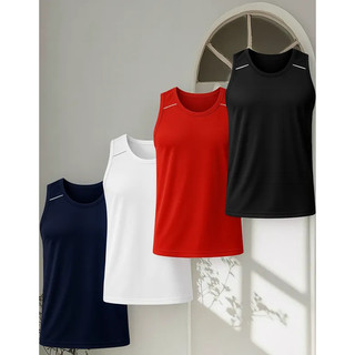 Kit 4 CAMISETA REGATA MASCULINA DRY FIT ACADEMIA POLIESTER BASICA FIT LEVE
