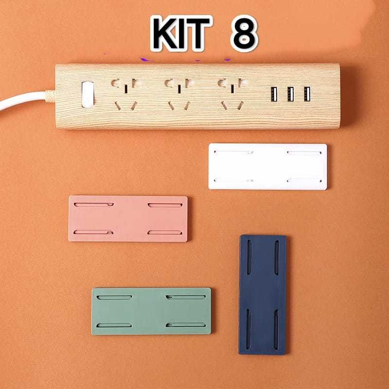 Kit 8 Suporte p/ Extensão Fixar Filtro de Linha e Objetos Diversos/Household Auto-Adesivo Plugue Fixer