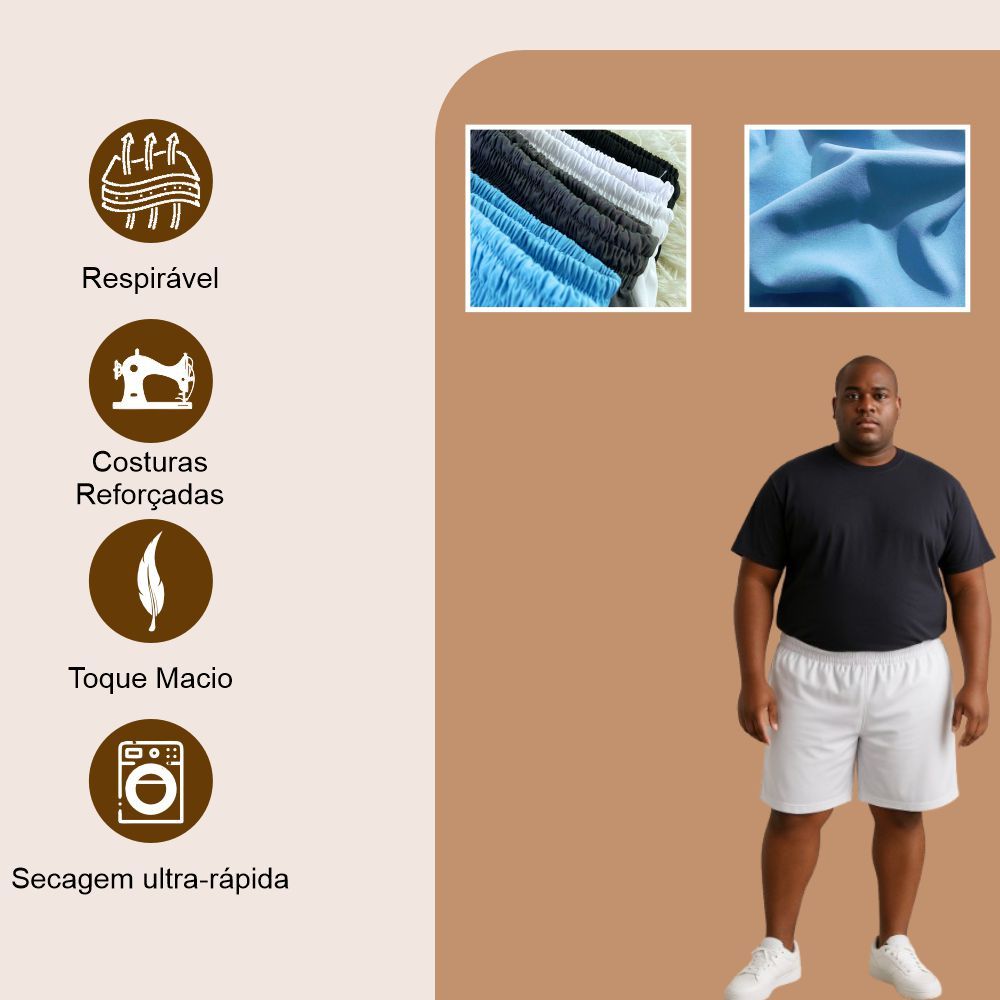 Kit 3 bermuda masculina tactel para academia natação e Praia