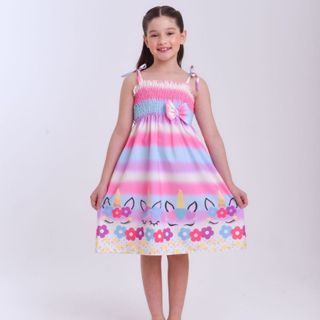Vestido infantil estampa tema do Unicórnio modelo ciganinha em Oferta na Shopee